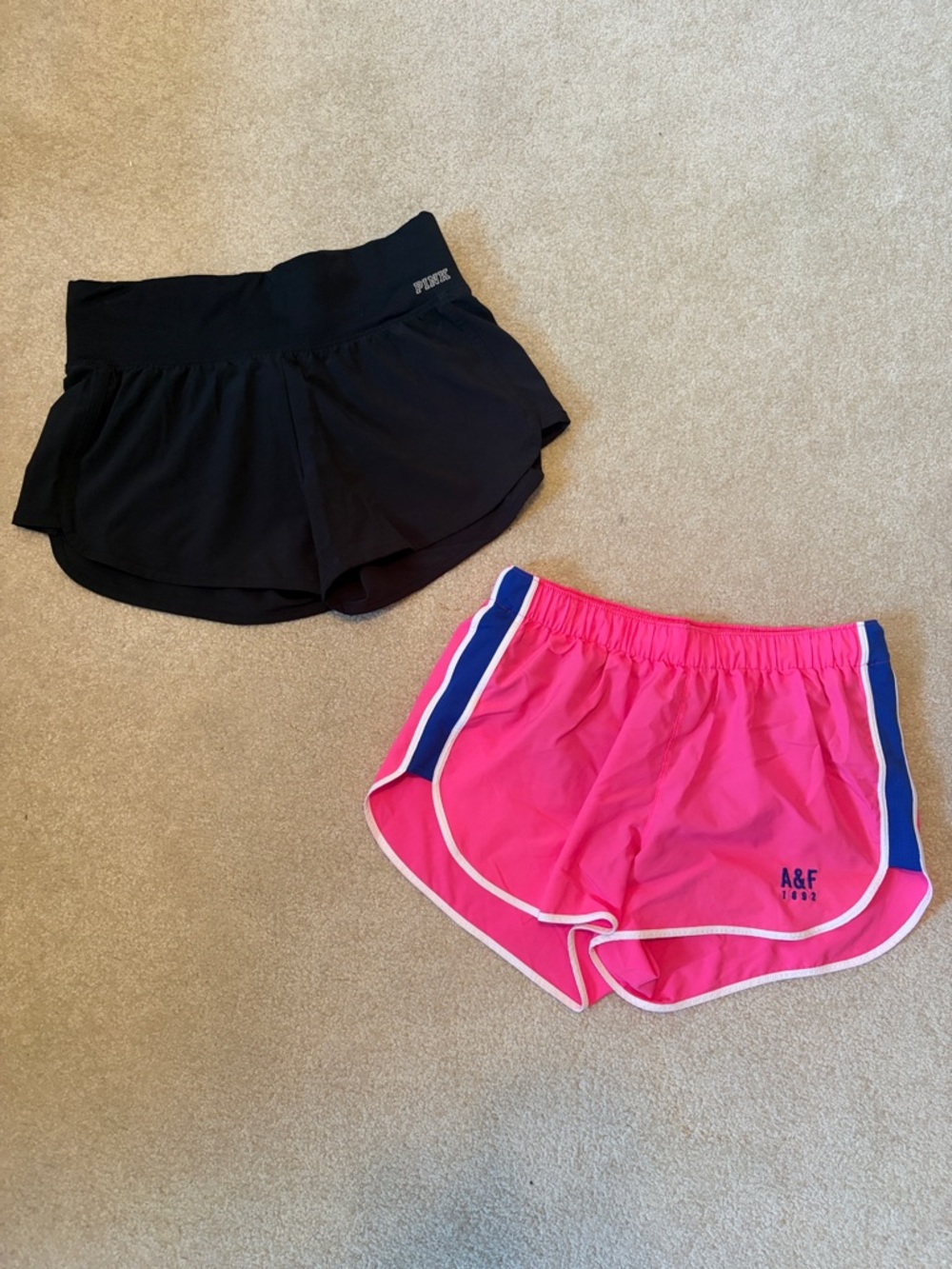 Abercrombie & Fitch Pink Running Shorts and VS PINK Black Active Shorts
